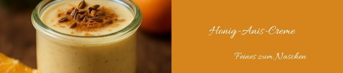 kleines glas mit honig-anis-dessert, weihnachlicher hintergrund mit orangen und sternanis und anis